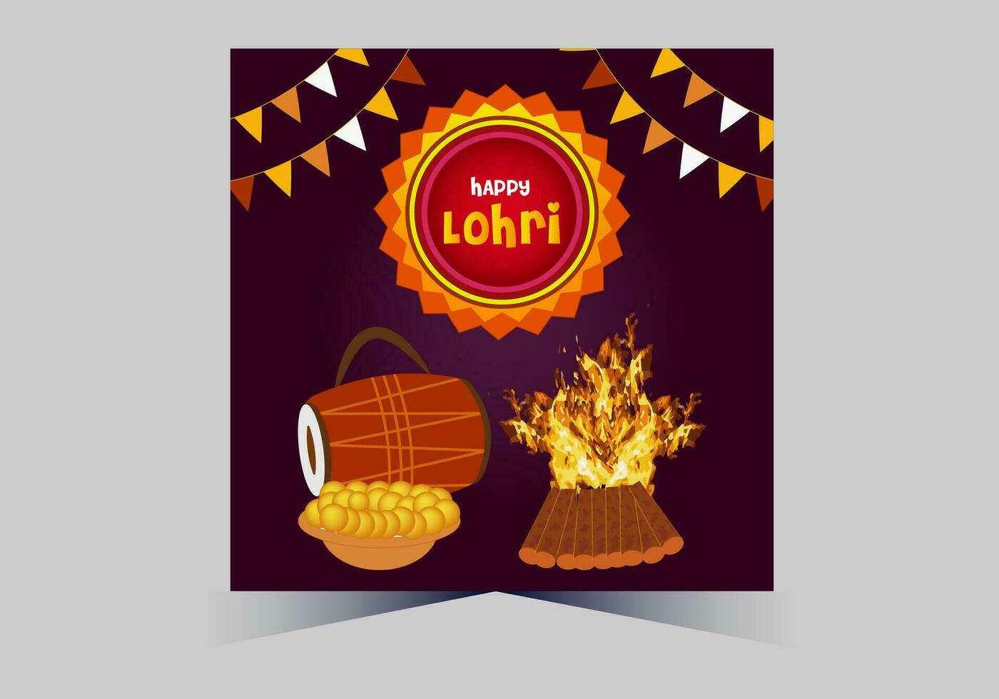 January Happy Lohri. India traditional celebration day illustration vector background