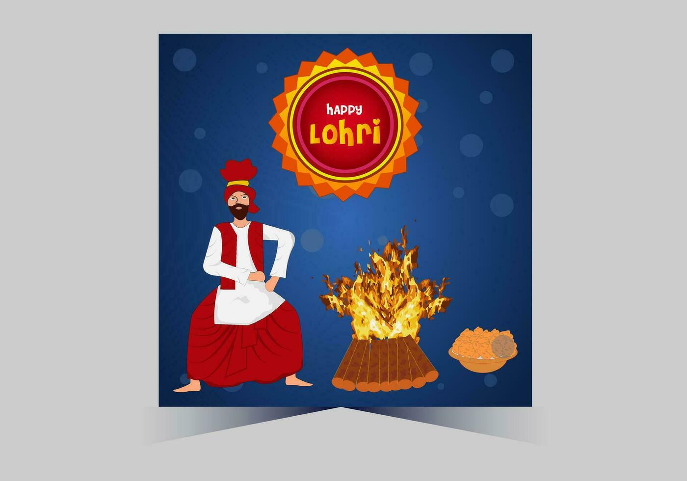 January Happy Lohri. India traditional celebration day illustration vector background