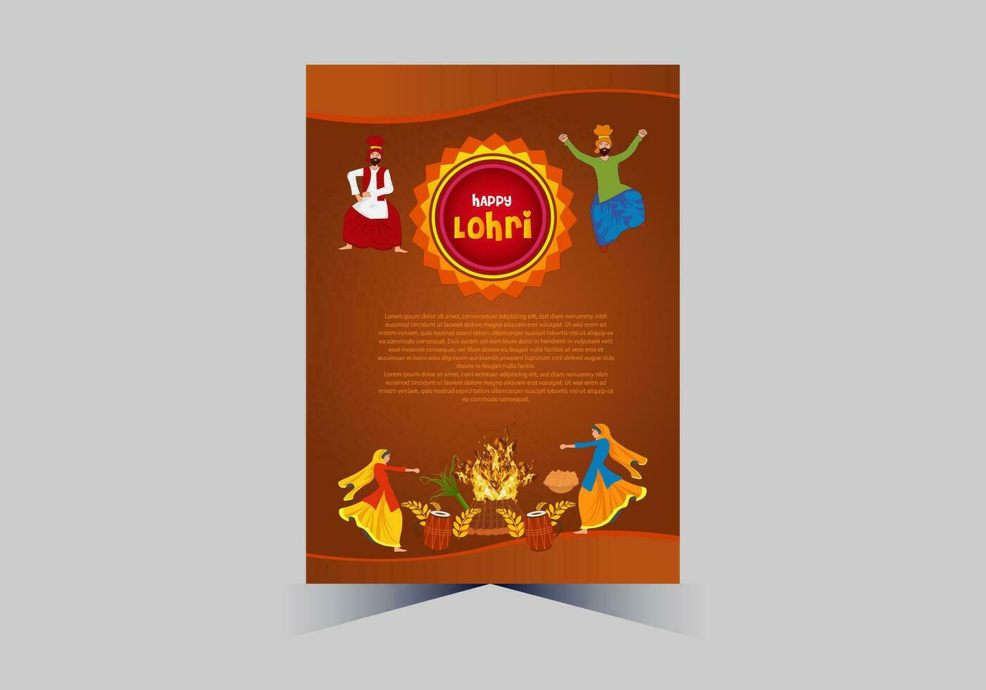 January Happy Lohri. India traditional celebration day illustration vector background