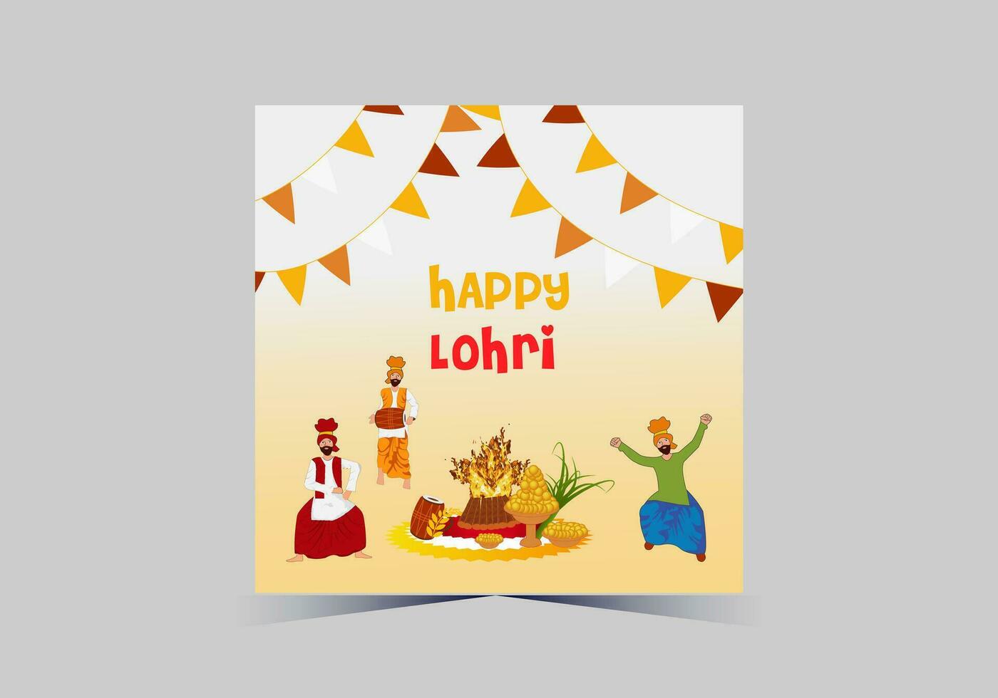 January Happy Lohri. India traditional celebration day illustration vector background