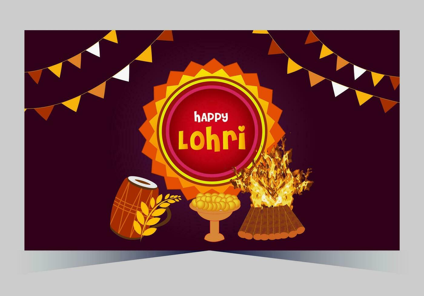 enero contento lohri. India tradicional celebracion día ilustración vector antecedentes