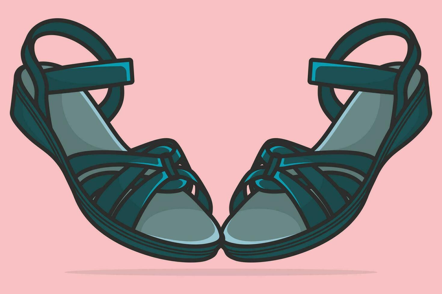 Pair Of Trendy Women Sandals or Slipper Fashion Slipper vector illustration. Beauty fashion objects icon concept. Girls fashion feet wearing sandals pair vector design.