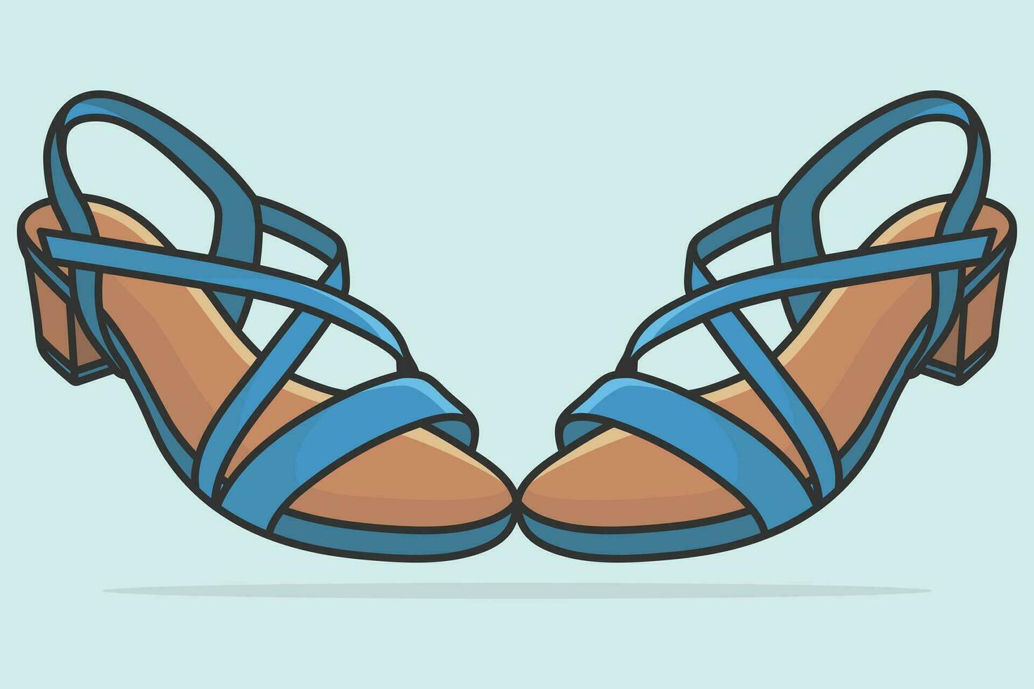 Pair Of Modern Simple Colorful Woman Sandals vector illustration. Beauty fashion objects icon concept. Girls fashion footwear sandals pair vector design.