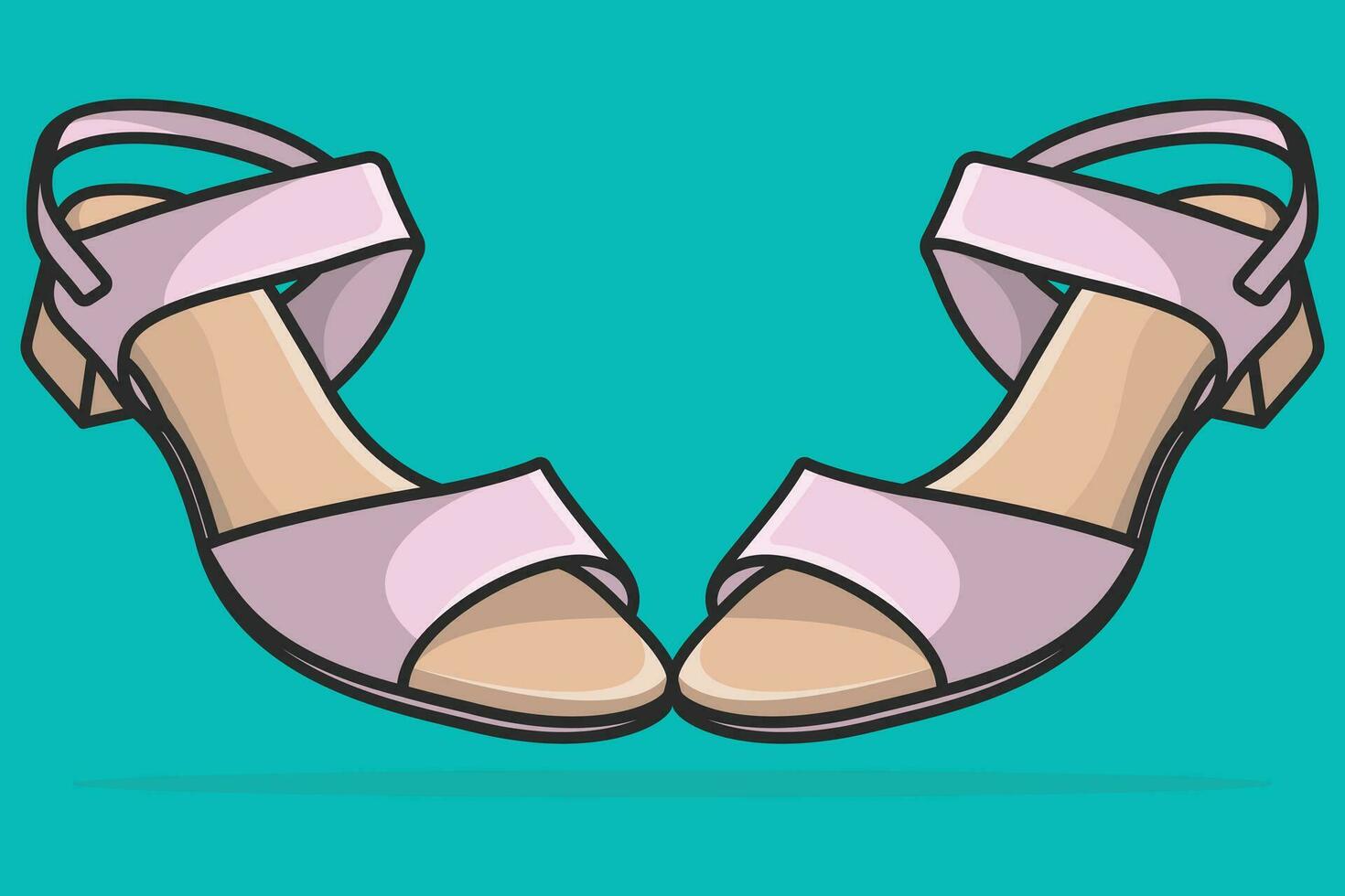 Pair Of Girls Beautiful Footwear Sandals vector illustration. Beauty fashion objects icon concept. New arrival women party sandals shoes pair vector design.