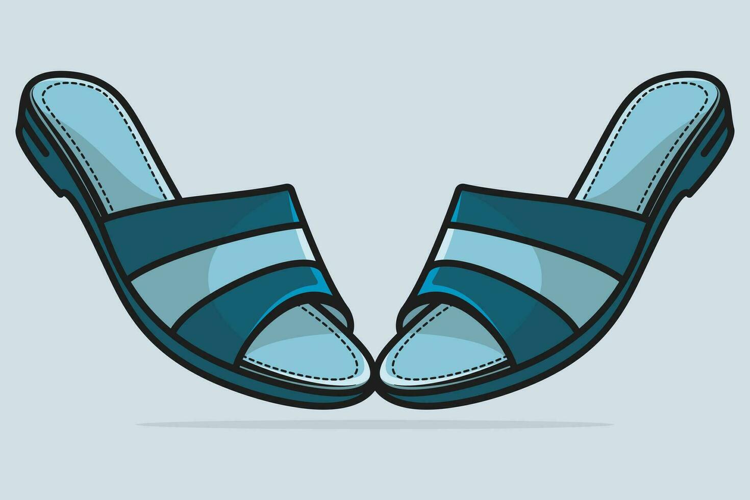 Pair Of Elegant Ladies Footwear Slipper Shoes vector illustration. Beauty fashion objects icon concept. New arrival women fashion slipper pair vector design.