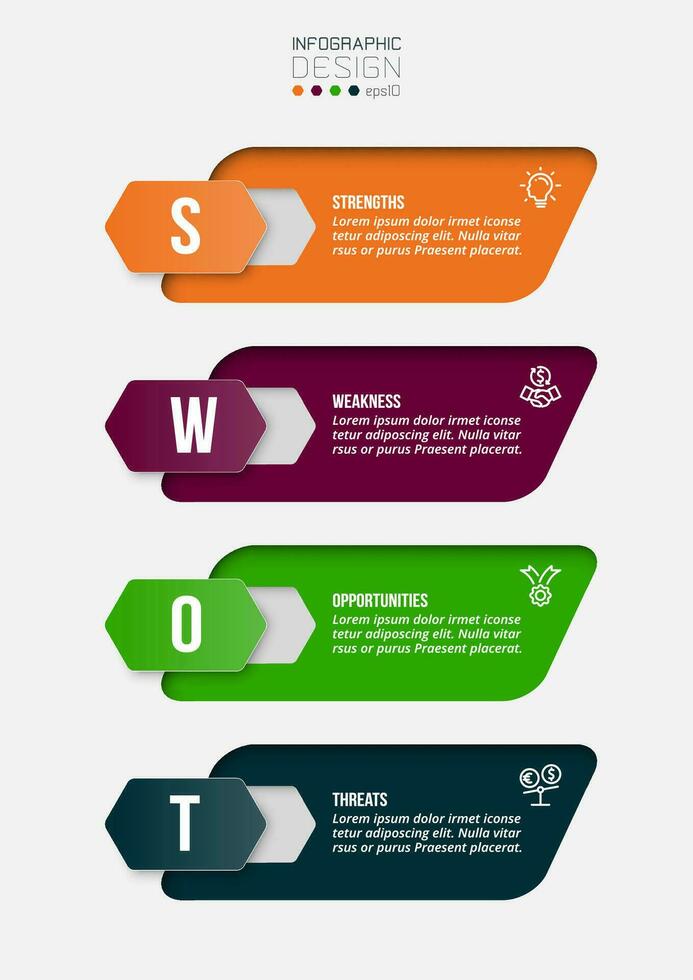 Business concept infographic template with swot analysis. vector