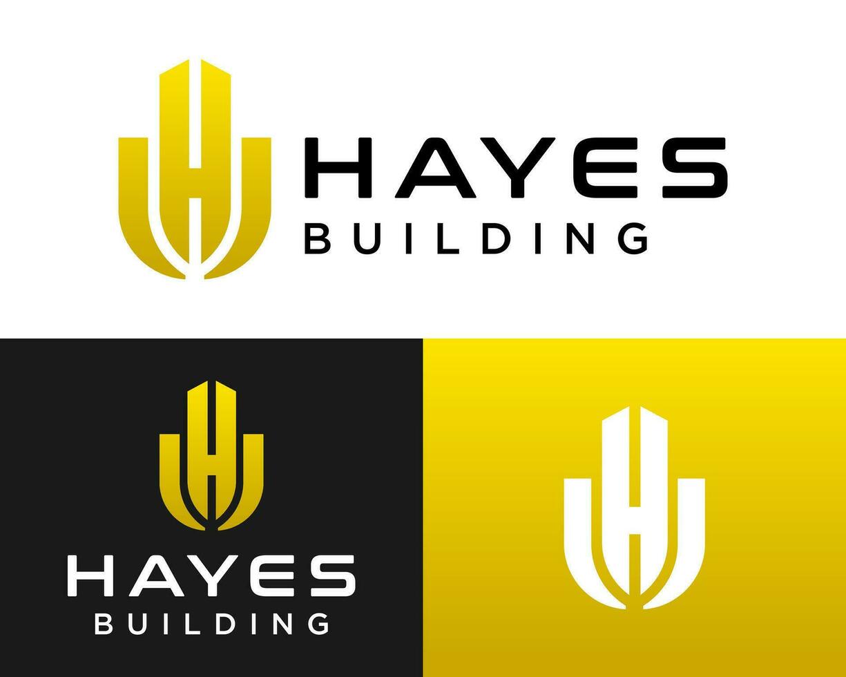 High-rise building H letter logo design. vector