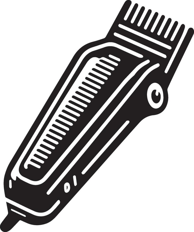 A black and white illustration of a hair clipper vector