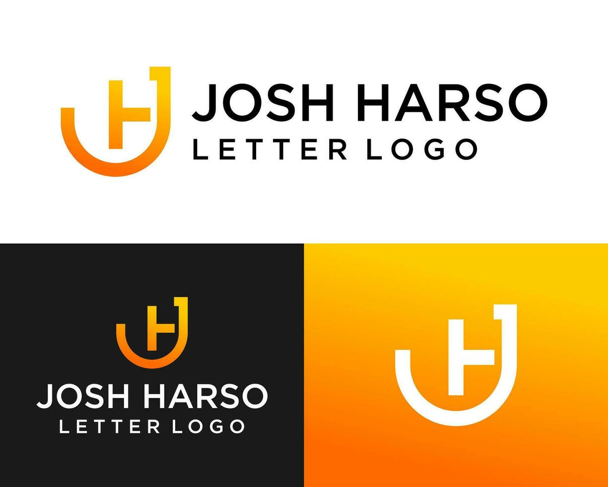 The letter J and H logo design in thin lines is geometric and unique. vector