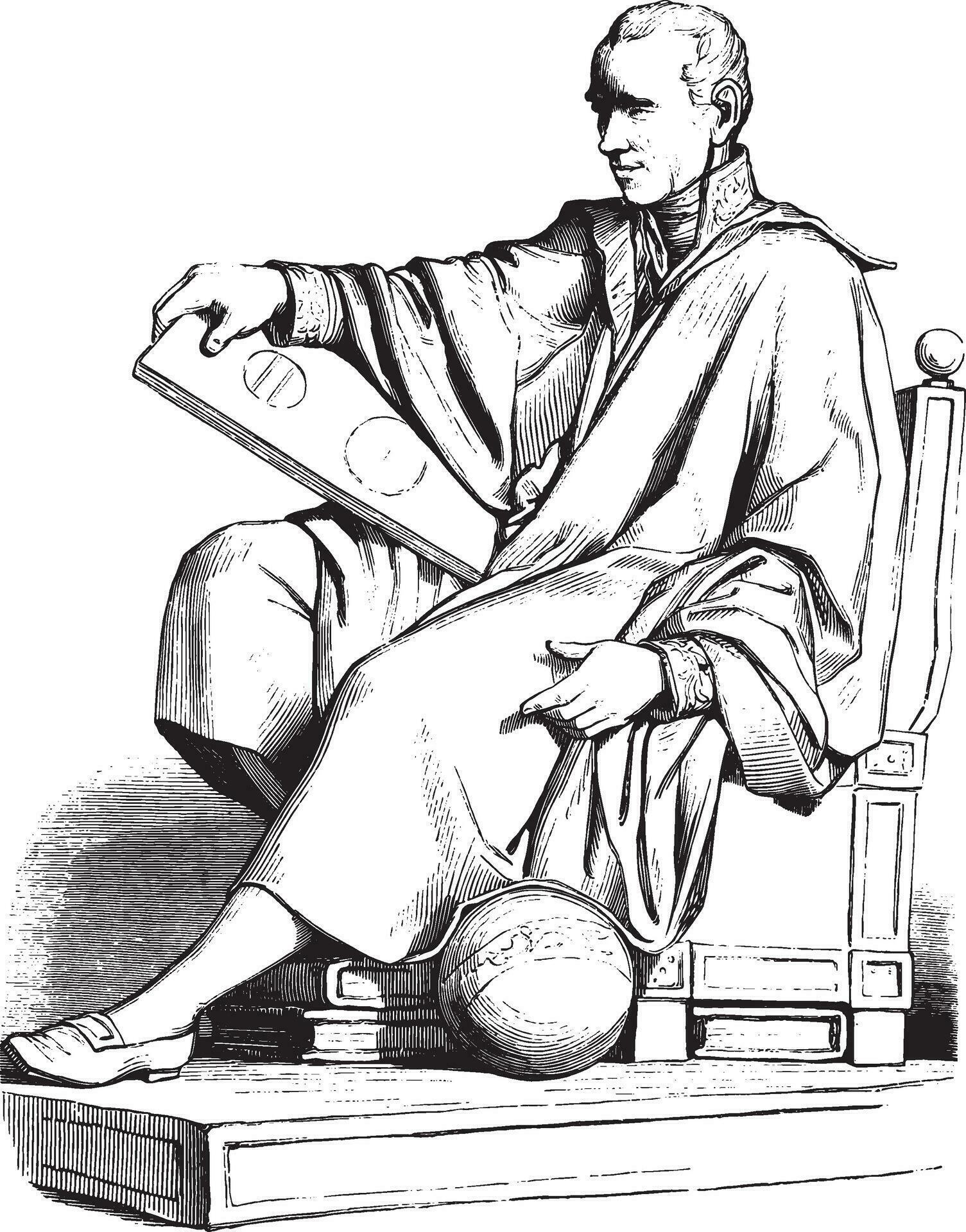 Marble statue of Laplace, vintage engraving. 35395710 Vector Art at