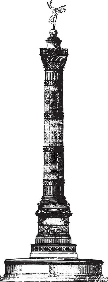 julio columna, París, Clásico grabado. vector