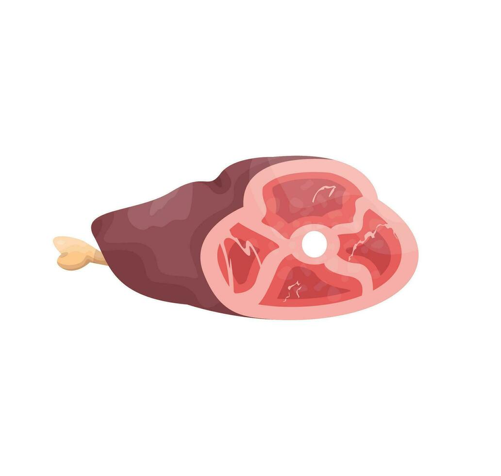 Cerdo pierna, cerdo carne, lámpara, carne de res. crudo carne aislado. menú. plano vector ilustración.