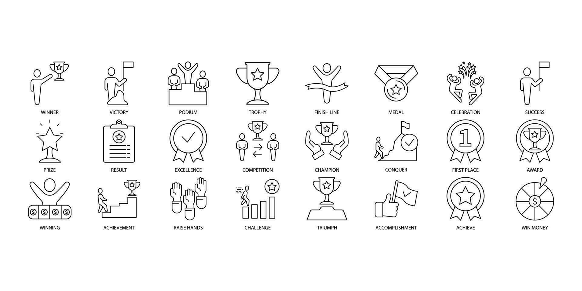 Winner icons set. Set of editable stroke icons.Vector set of Winner vector