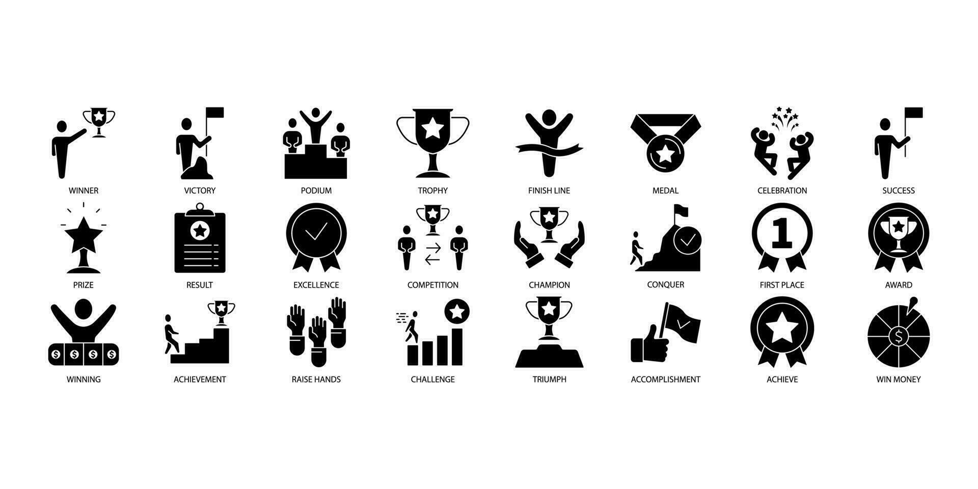 Winner icons set. Set of editable stroke icons.Vector set of Winner vector