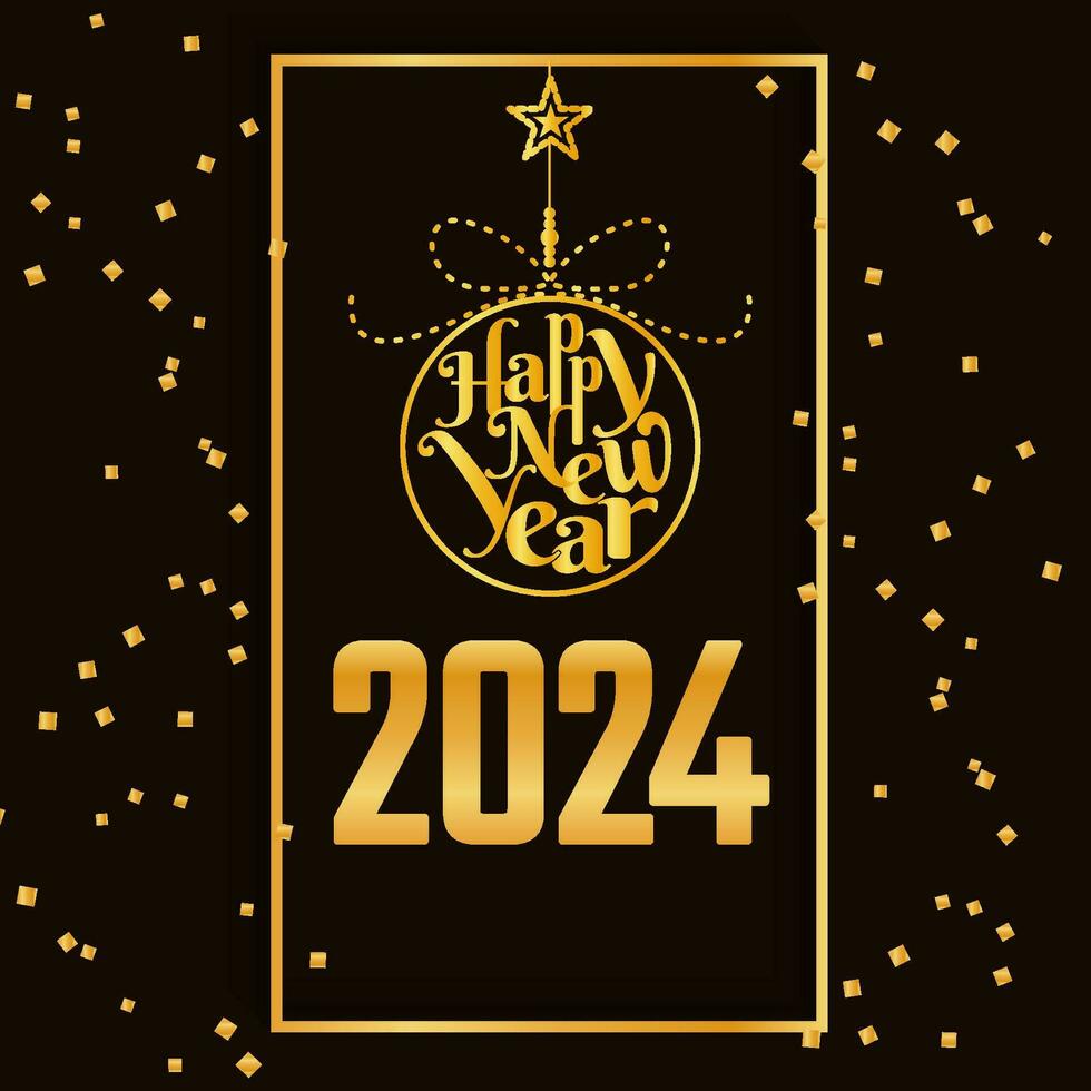 Stylish Happy new year 2024 celebration card vector