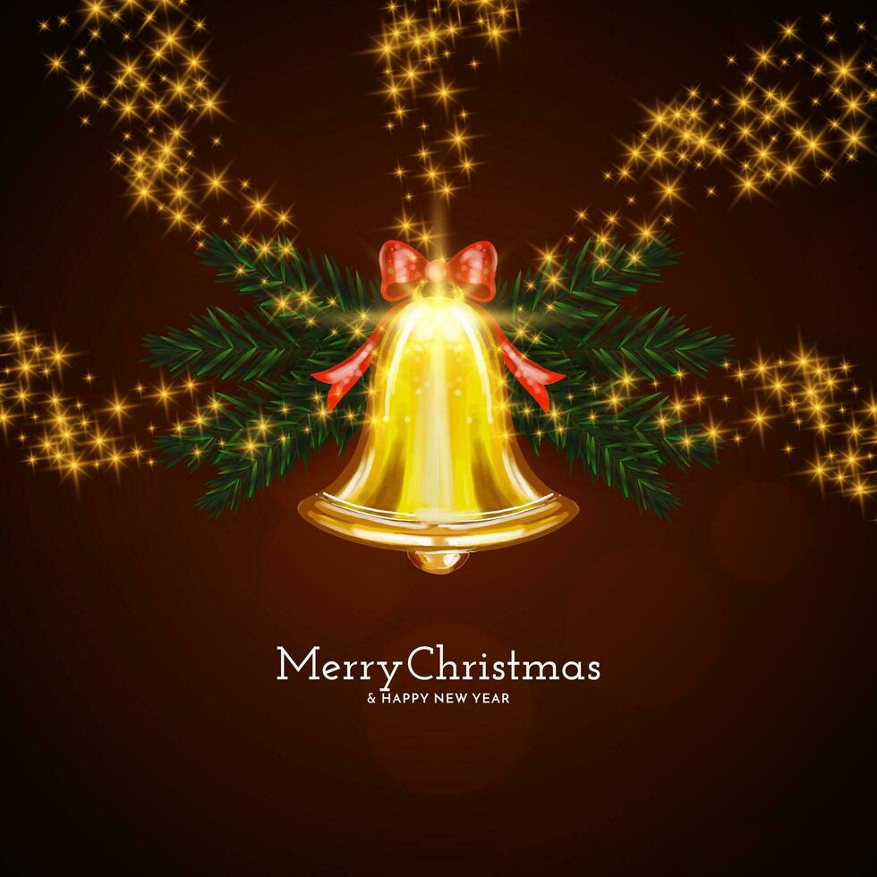 Merry Christmas festival elegant stylish background with golden bell vector