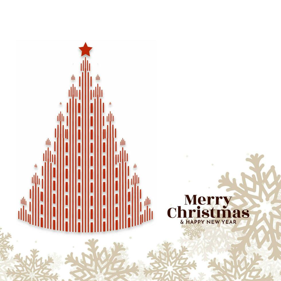 Merry Christmas festival beautiful greeting background with tree design vector
