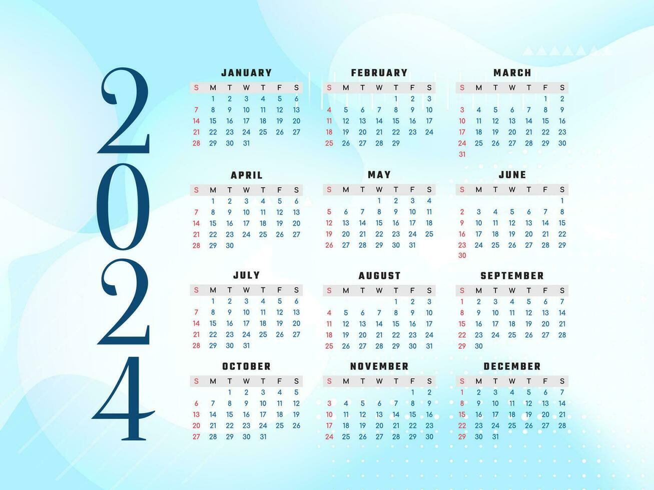 2024 nuevo año elegante calendario diseño vector