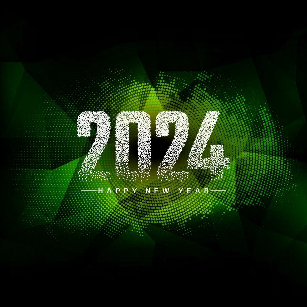 Happy new year 2024 modern greeting green background design vector