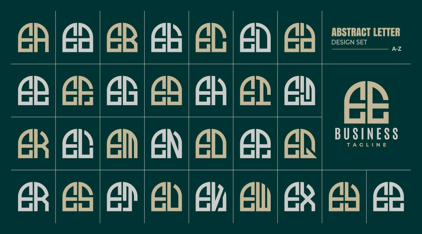 Curve line abstract shape letter E EE logo design set vector