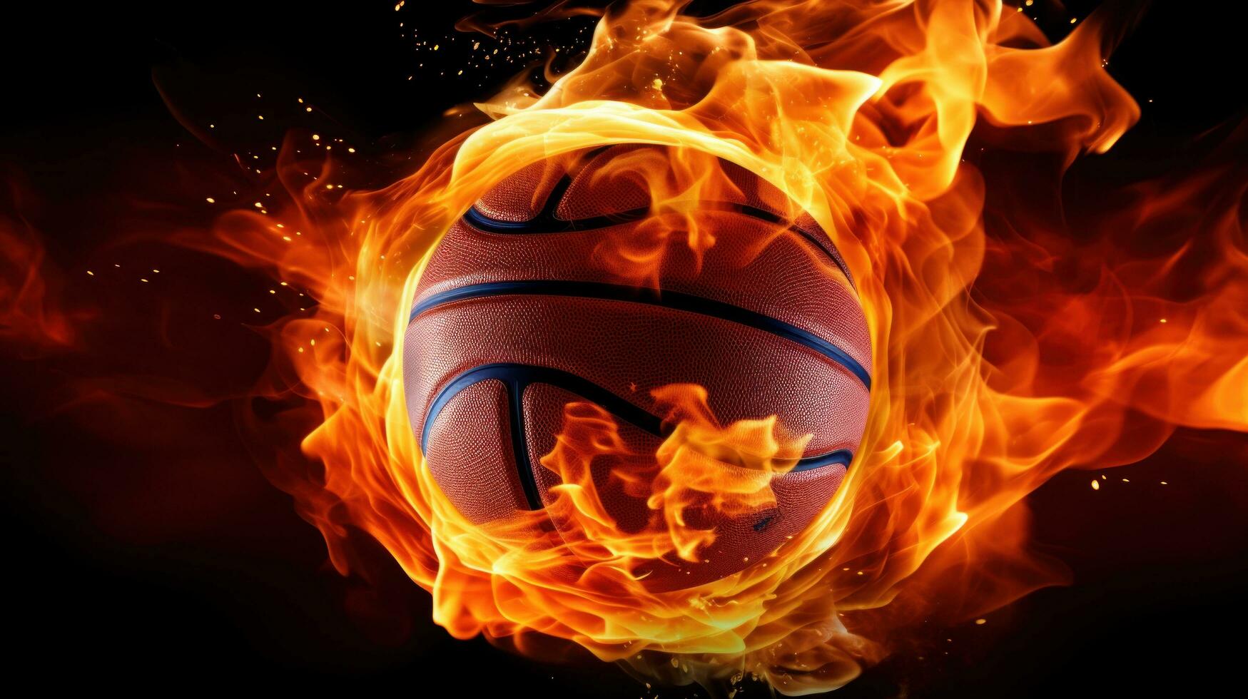 AI generated An eye-catching image of a basketball ball on fire, photo