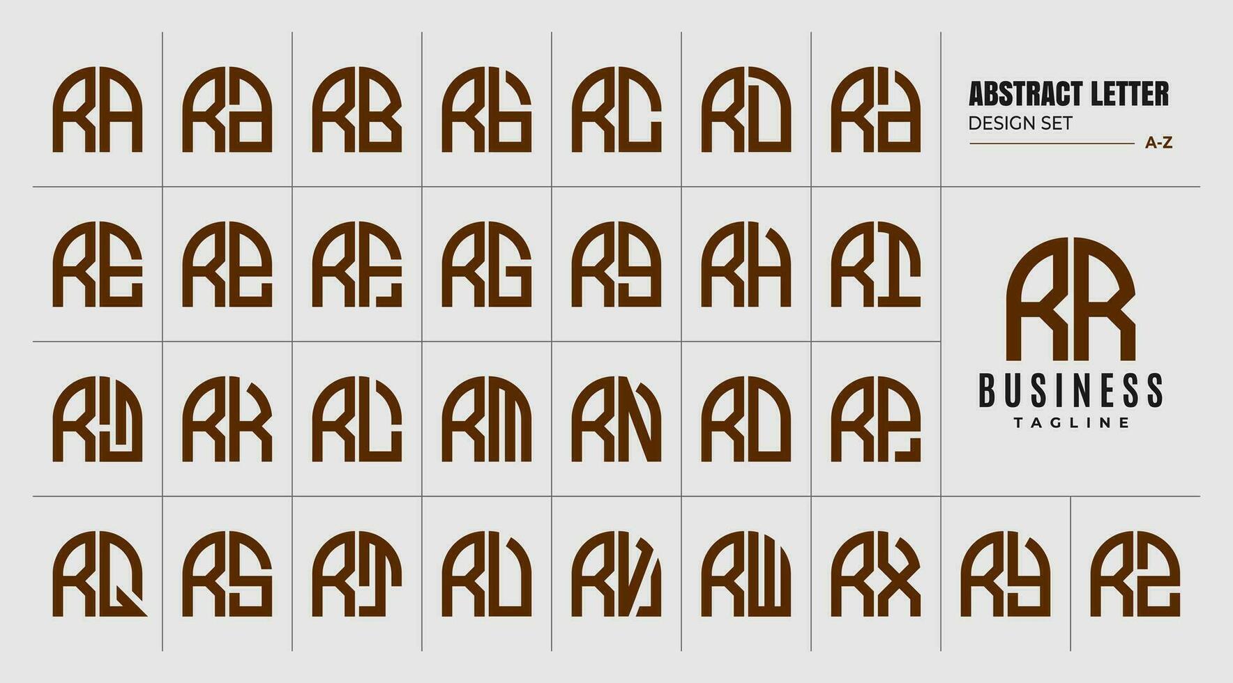 Set of geometric curve abstract shape letter R RR logo design vector