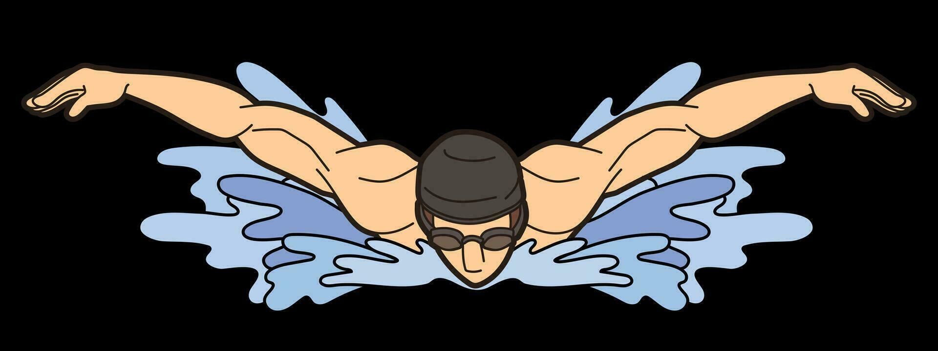Swimming Sport A Male Swimmer Butterfly Action vector