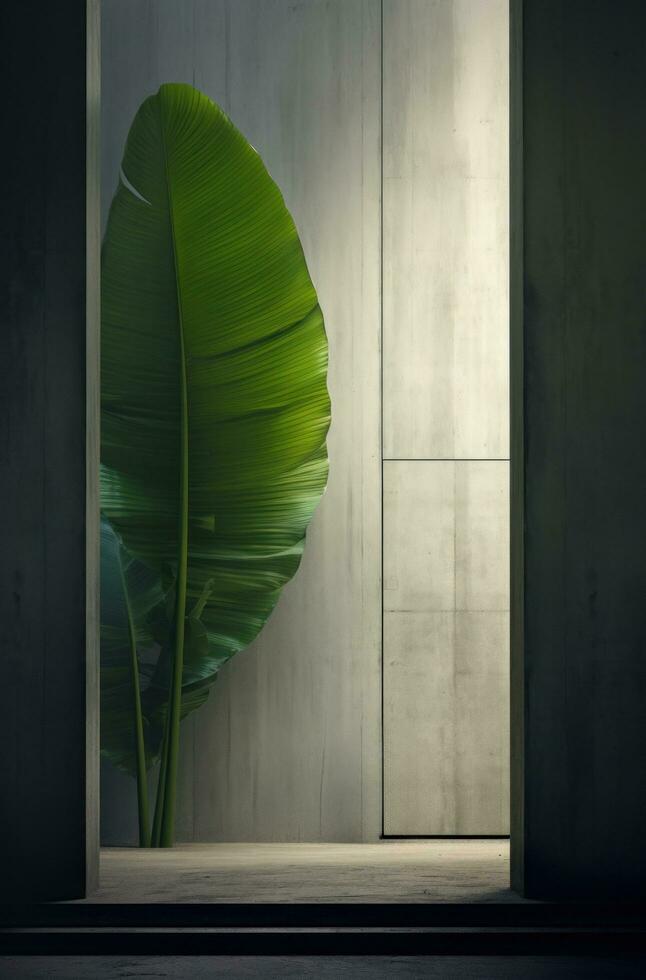 AI generated a person standing in front of a door with a leaf stuck photo