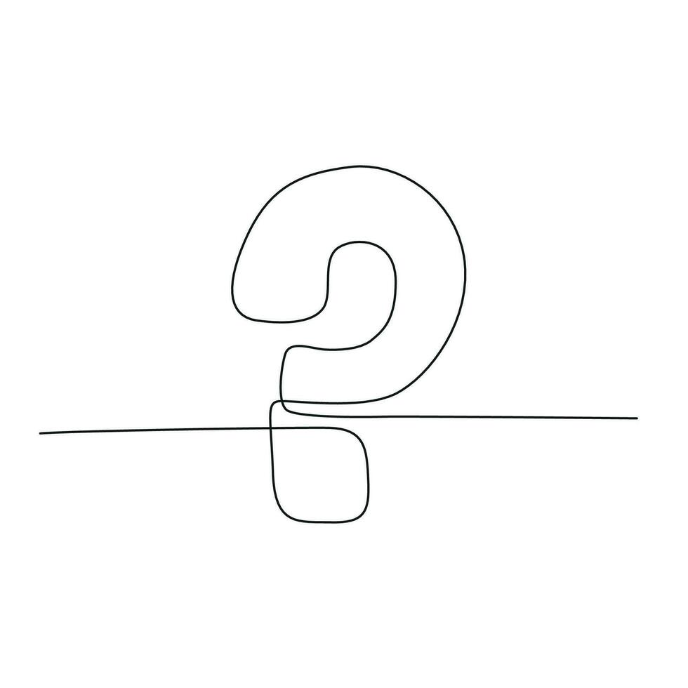 Continuous one  line drawing of question mark in minimalist style. Vector illustration