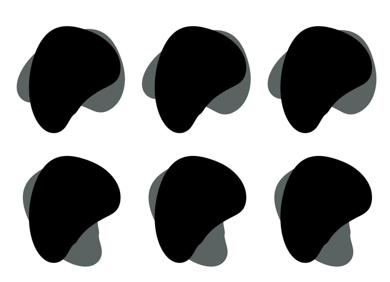 Set of black color abstract fluid shapes vector isolated on white background