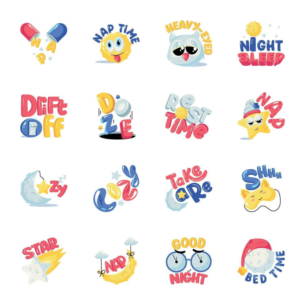 Trendy Pack of Typographic Flat Stickers vector