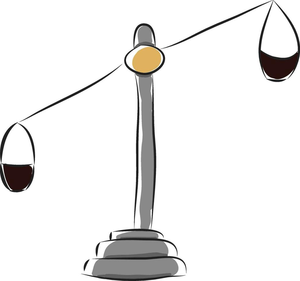 Old grey balance scale, illustration, vector on white background.