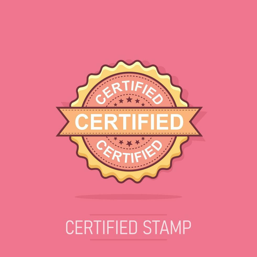 Certified grunge rubber stamp. Vector illustration on white background. Business concept certified stamp pictogram.