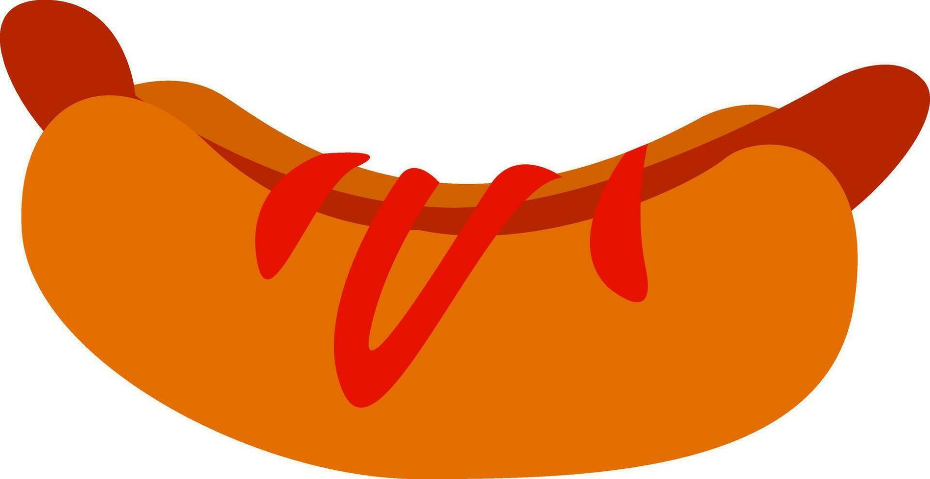 caliente perro con salsa de tomate ilustración vector en blanco antecedentes