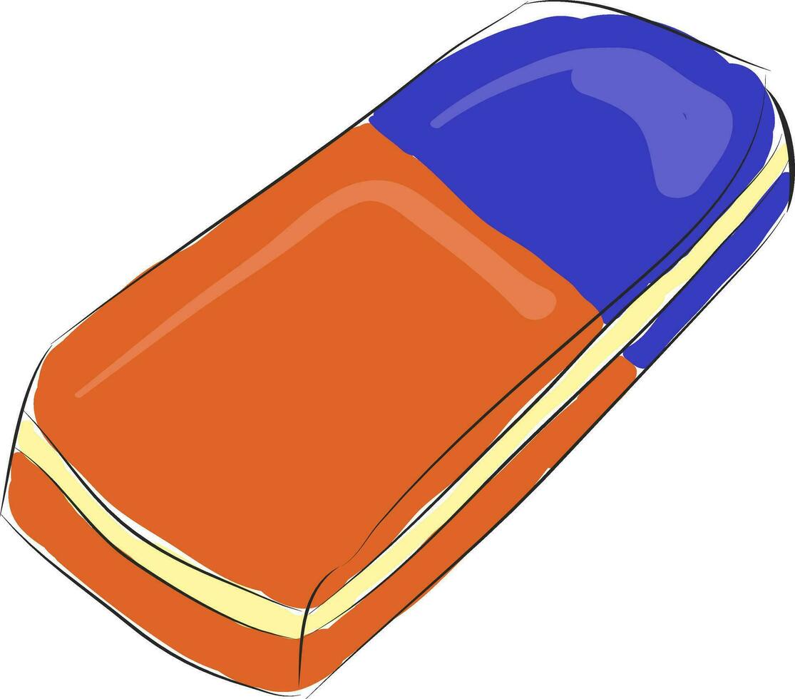 Eraser hand drawn design, illustration, vector on white background.