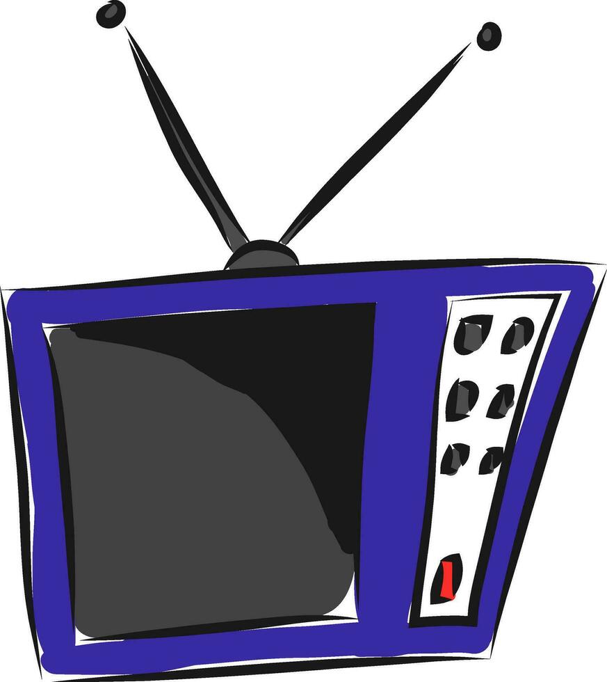 Television hand drawn design, illustration, vector on white background.