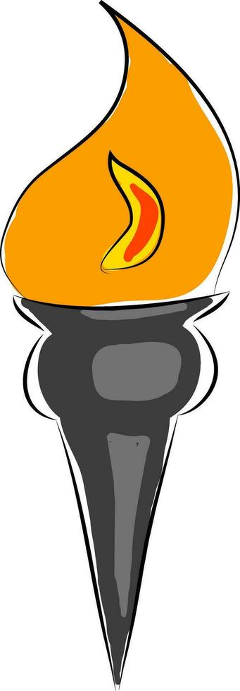 Torch with fire hand drawn design, illustration, vector on white background.