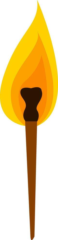 Torch with fire hand drawn design, illustration, vector on white background.