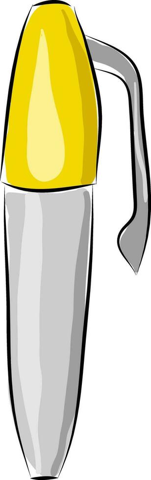 Yellow pen hand drawn design, illustration, vector on white background.