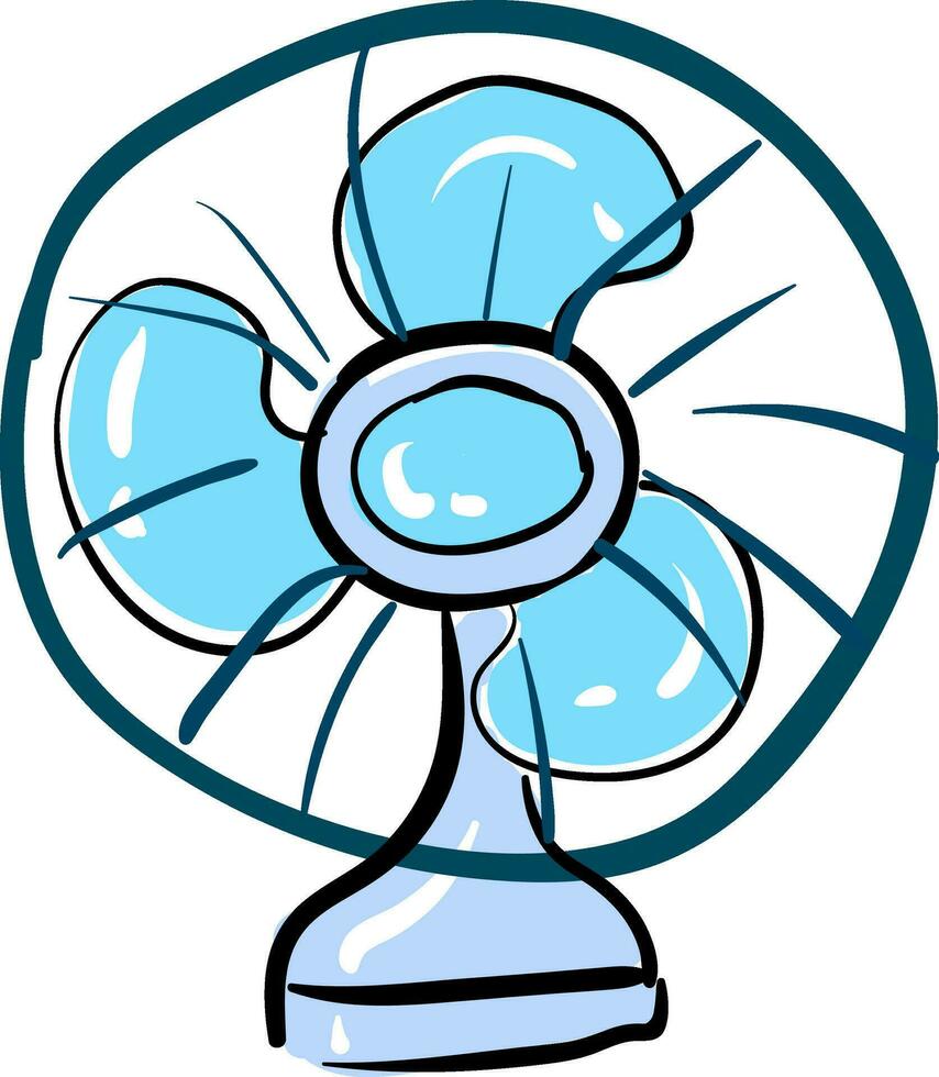 Table fan hand drawn design, illustration, vector on white background.