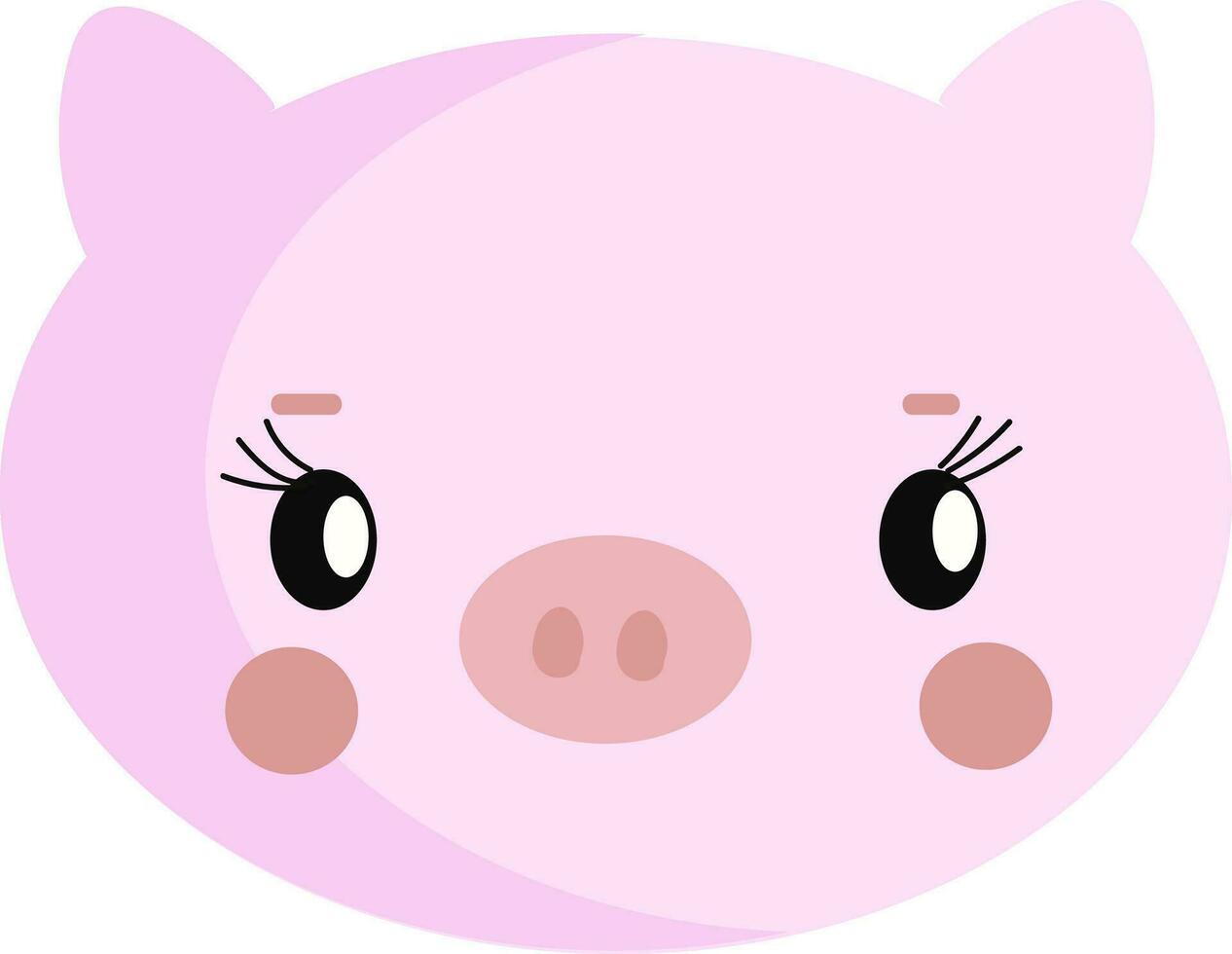 Cute pig hand drawn design, illustration, vector on white background.