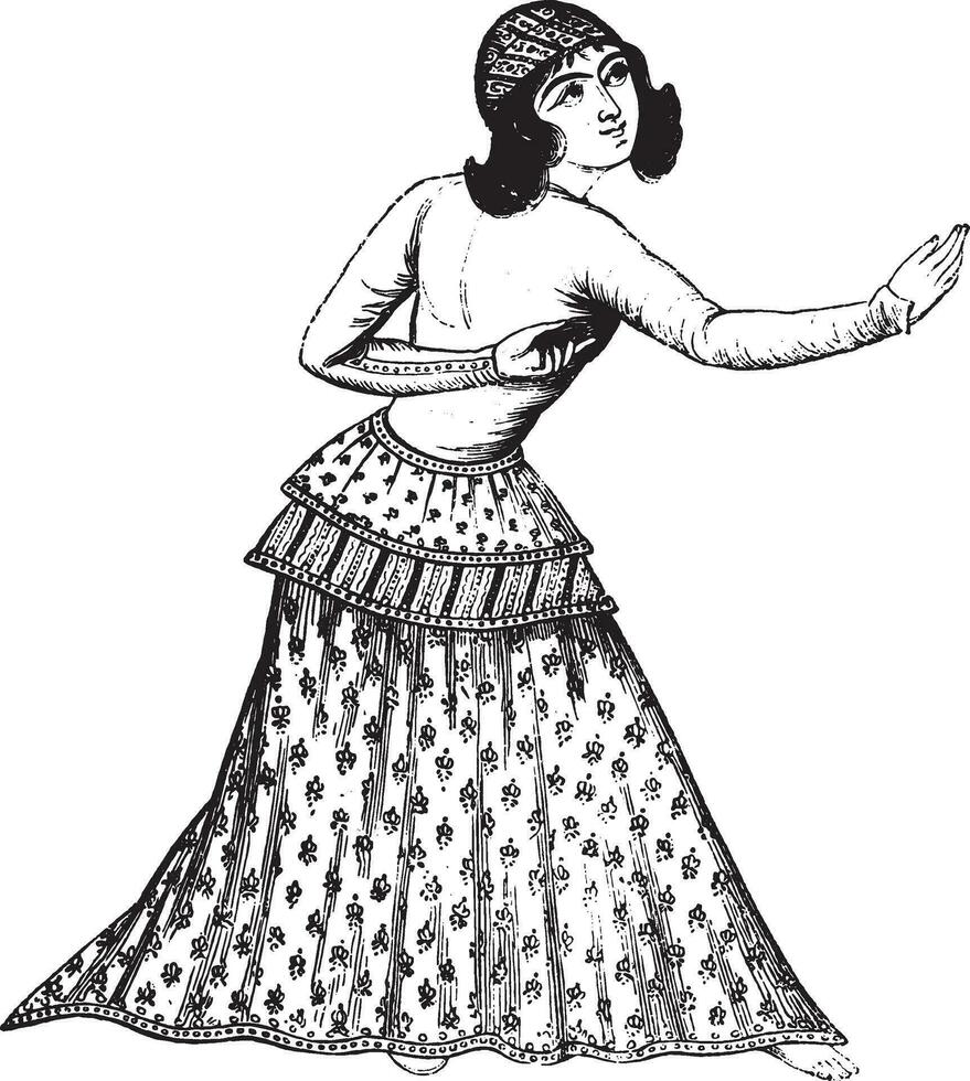 A Persian dancer, after a Persian miniature vintage engraving. vector