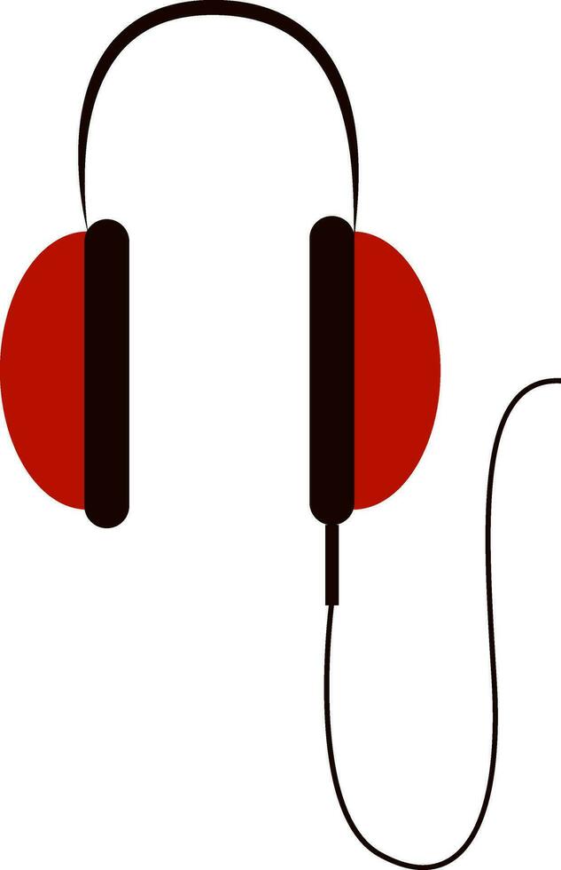 sencillo grande rojo auriculares vector ilustración en blanco antecedentes