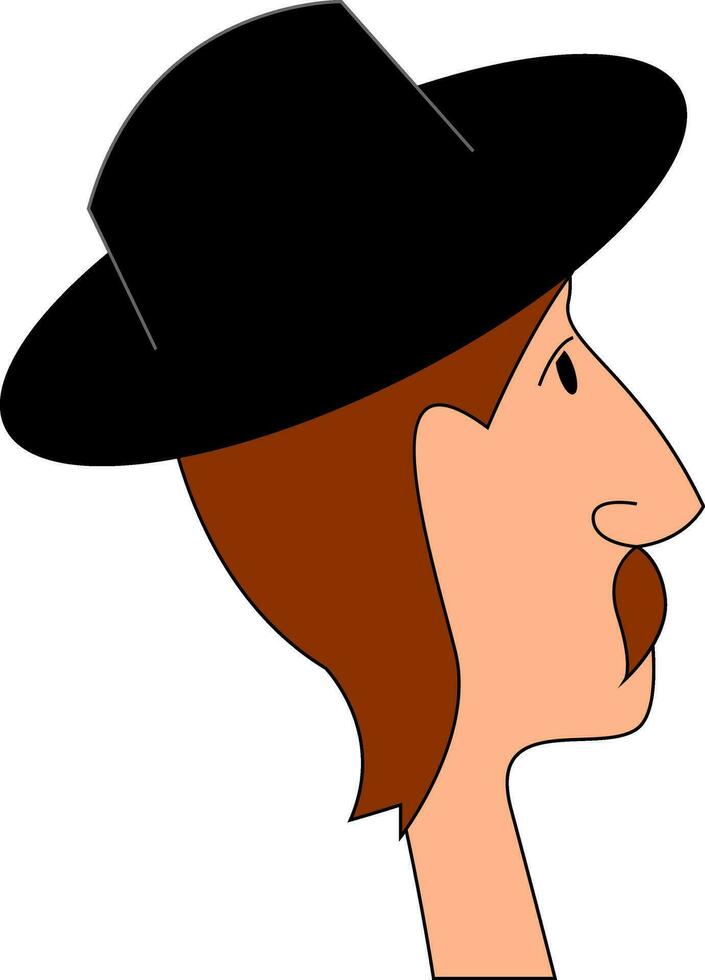 Man wearing black hat vector illustration on white background