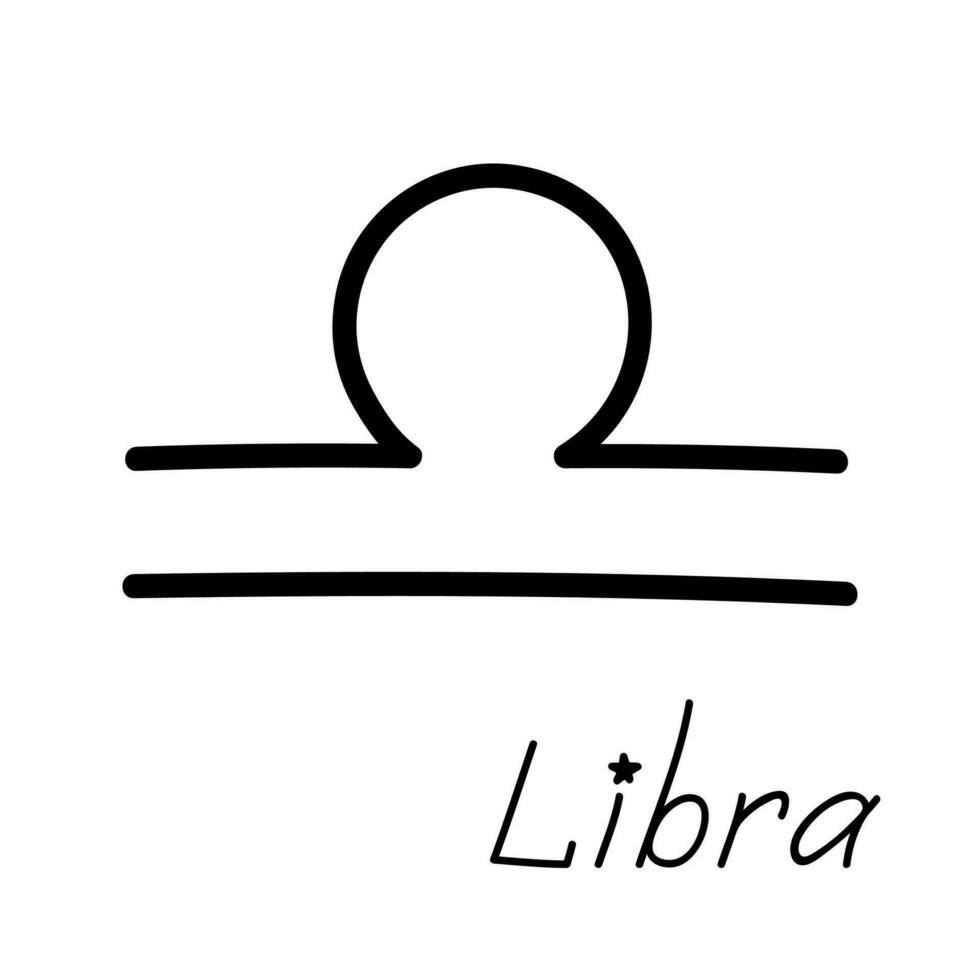 Hand drawn libra zodiac sign Esoteric symbol doodle Astrology clipart Element for design vector