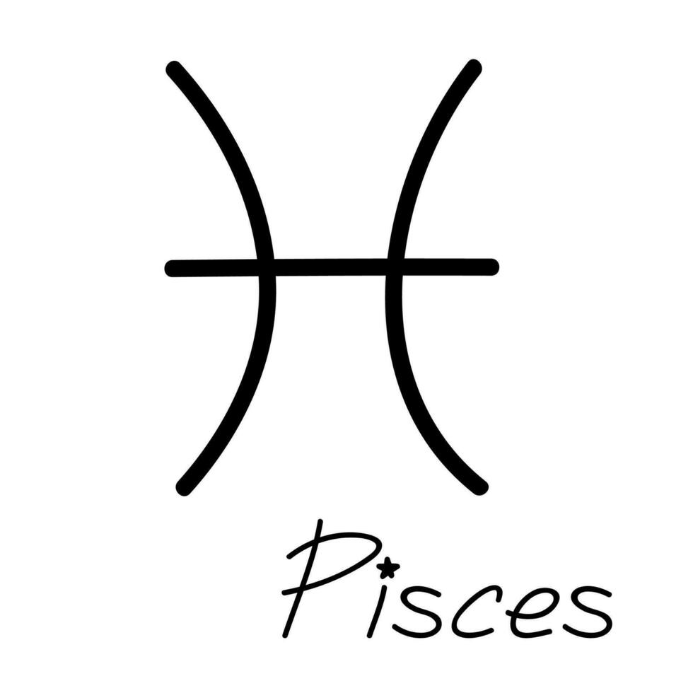Hand drawn pisces zodiac sign Esoteric symbol doodle Astrology clipart Element for design vector