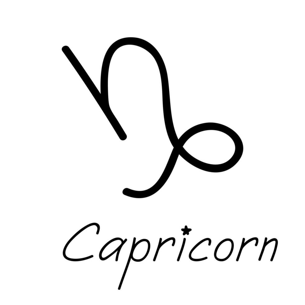 Hand drawn capricorn zodiac sign Esoteric symbol doodle Astrology clipart Element for design vector