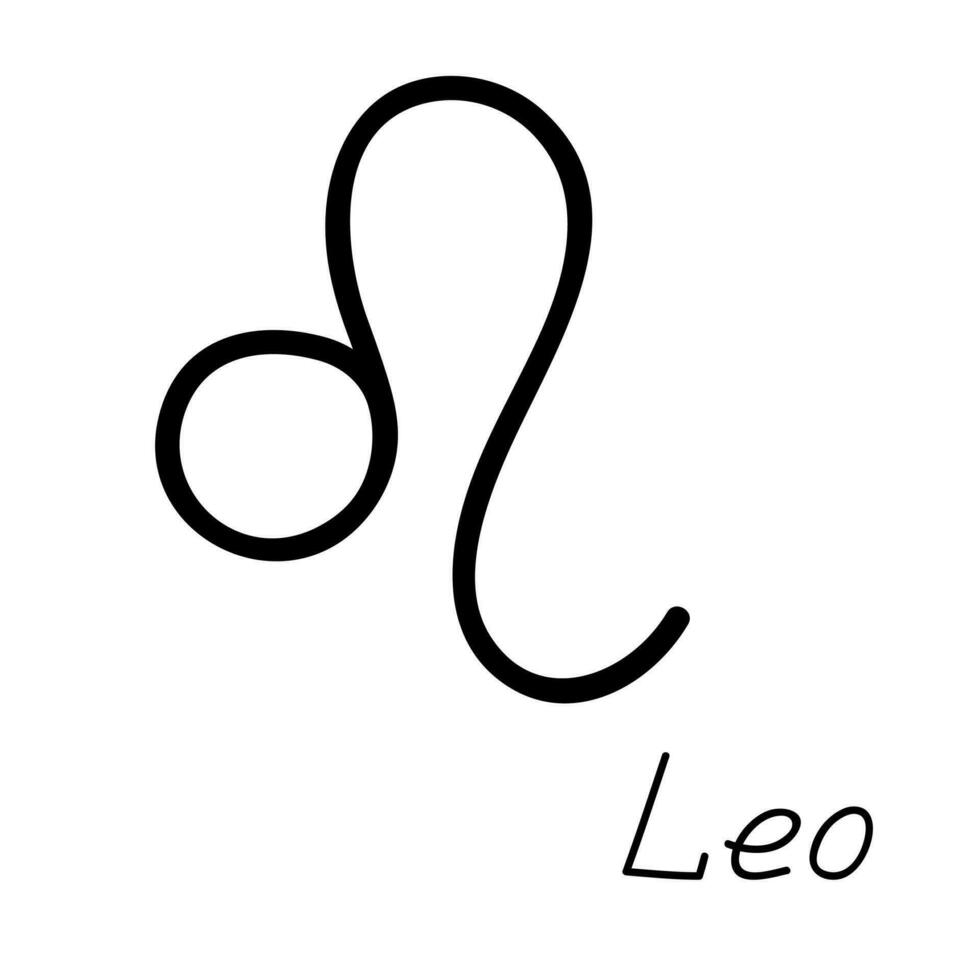 Hand drawn leo zodiac sign Esoteric symbol doodle Astrology clipart Element for design vector