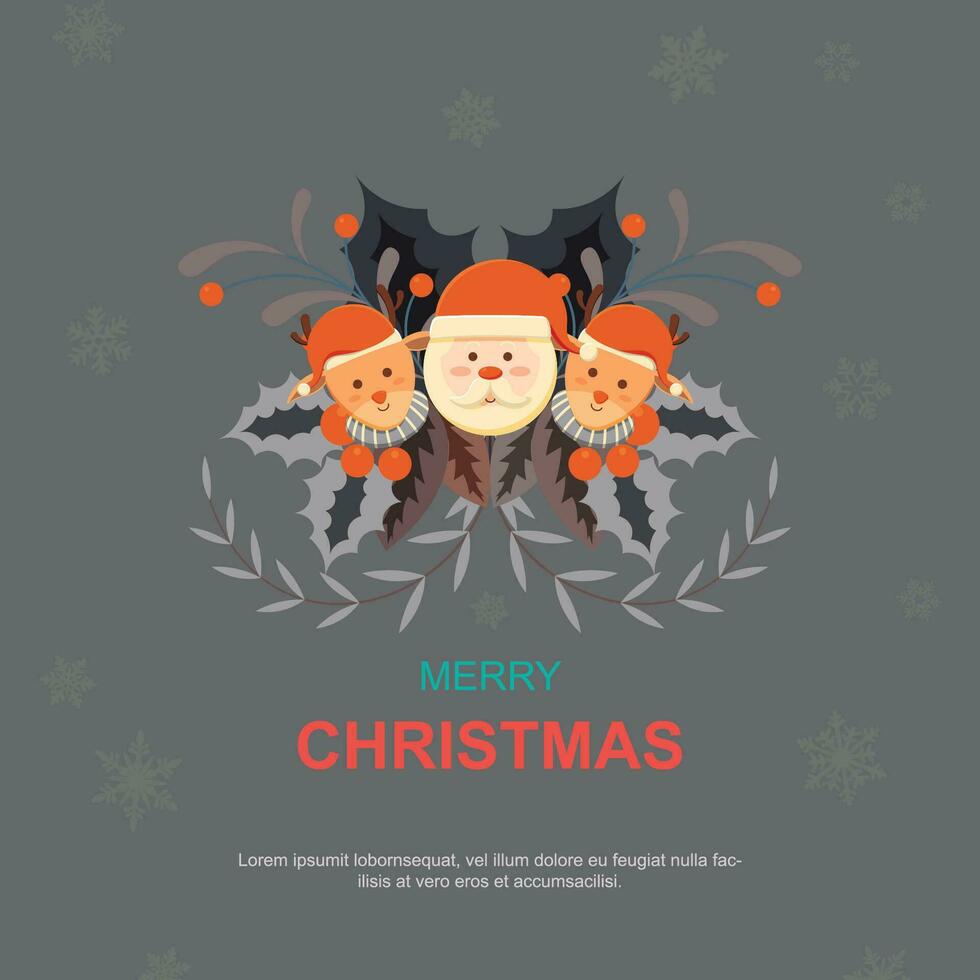 Christmas background with santa claus and deer. Vector. vector