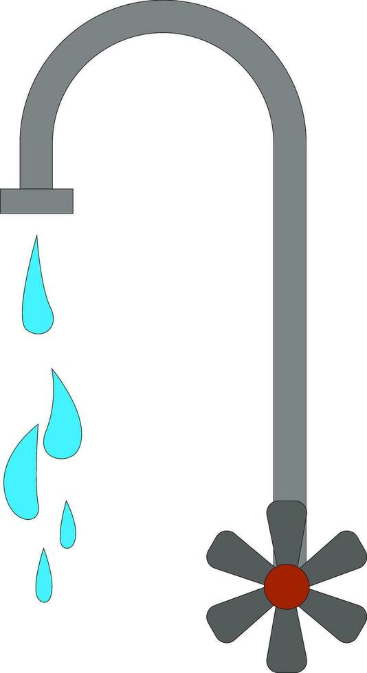 Water faucet dripping  illustration  print  vector on white background